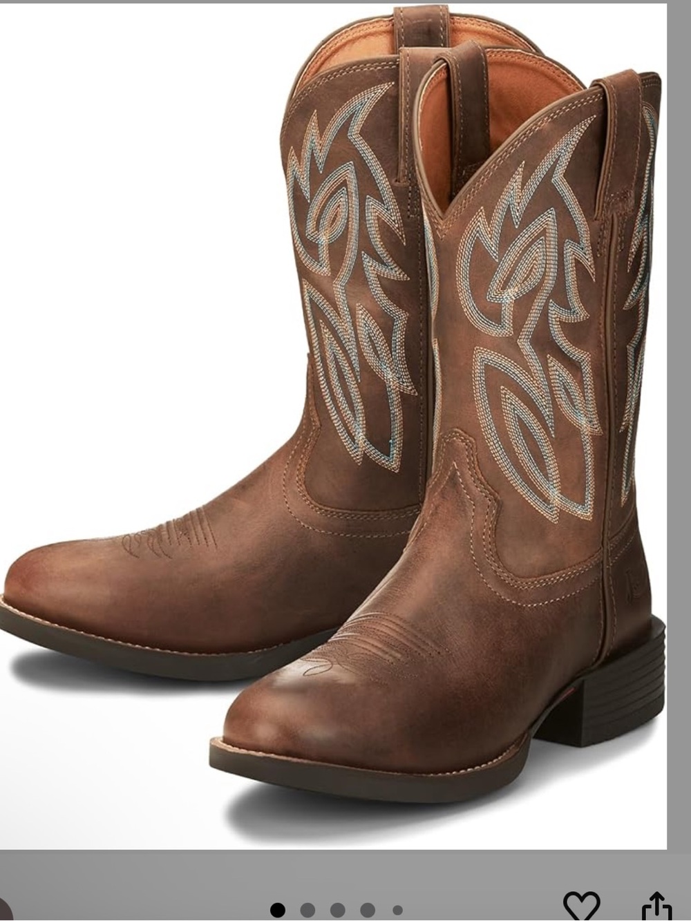 Justin Boots Brown blue Western Leather Pull On Embroidered Men's 10D Cowboy